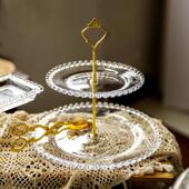 玻璃甜品台展件示架套装 蛋下午茶餐具糕托RRD盘婚庆冷餐盘摆茶歇