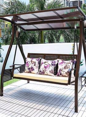 庭秋千网户外院花阳台室外防雨太阳能铸铝吊园椅双人摇椅红98832