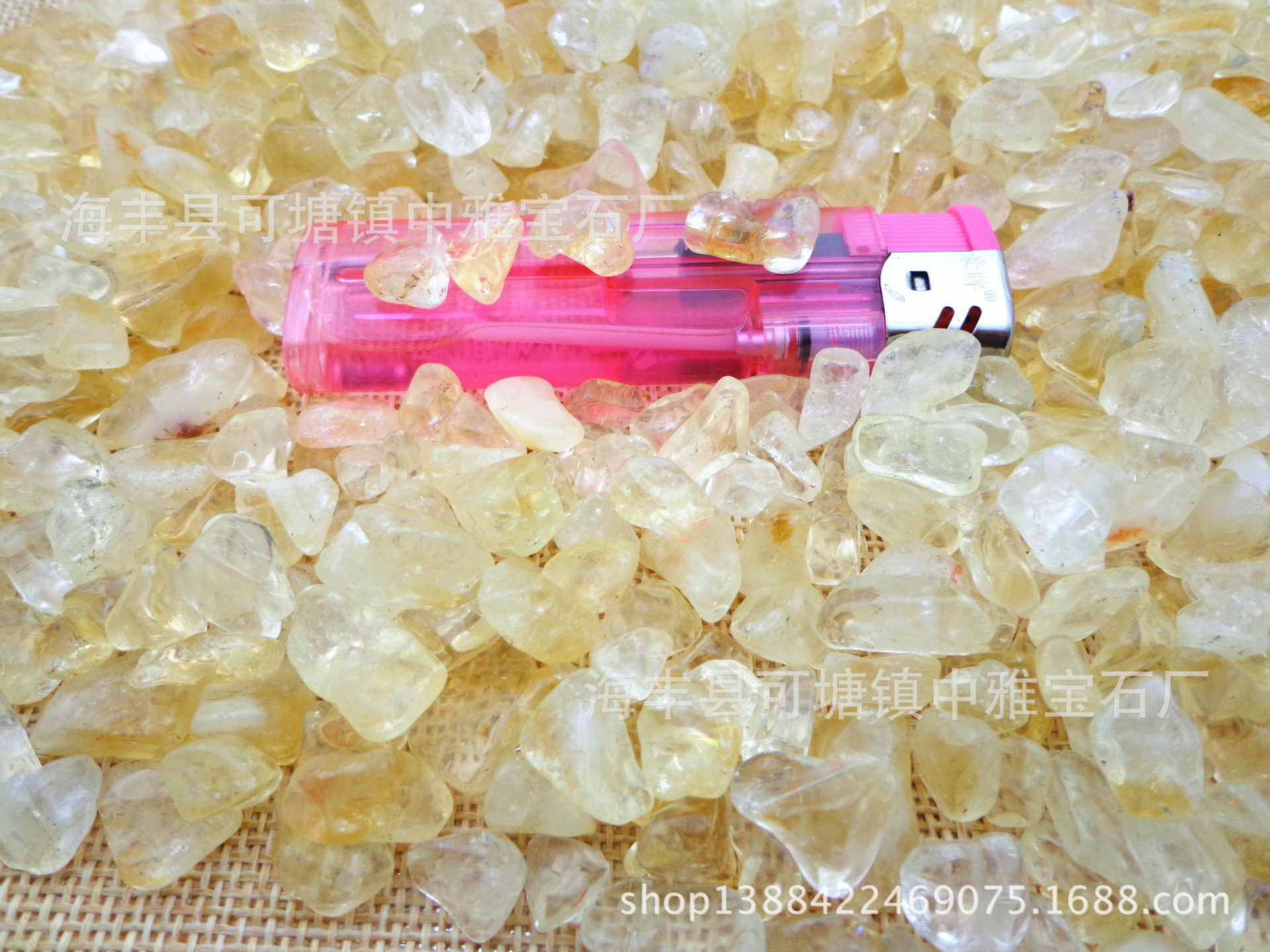 天然黄水晶七宝石鱼缸曼扎碎石