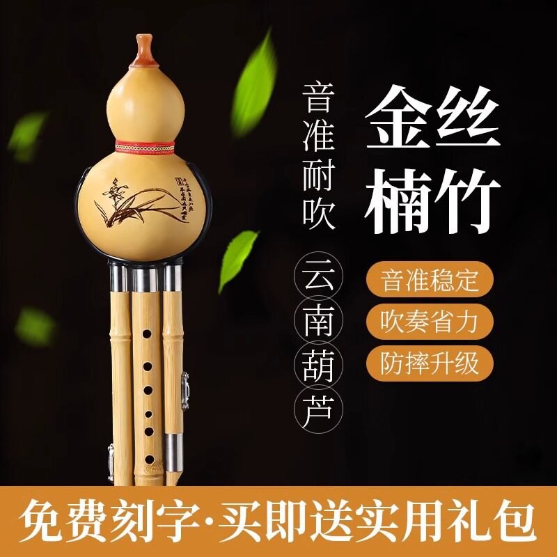 金丝楠竹葫芦丝小学生专用乐器成人初学c调降b调专业演奏型DFG调