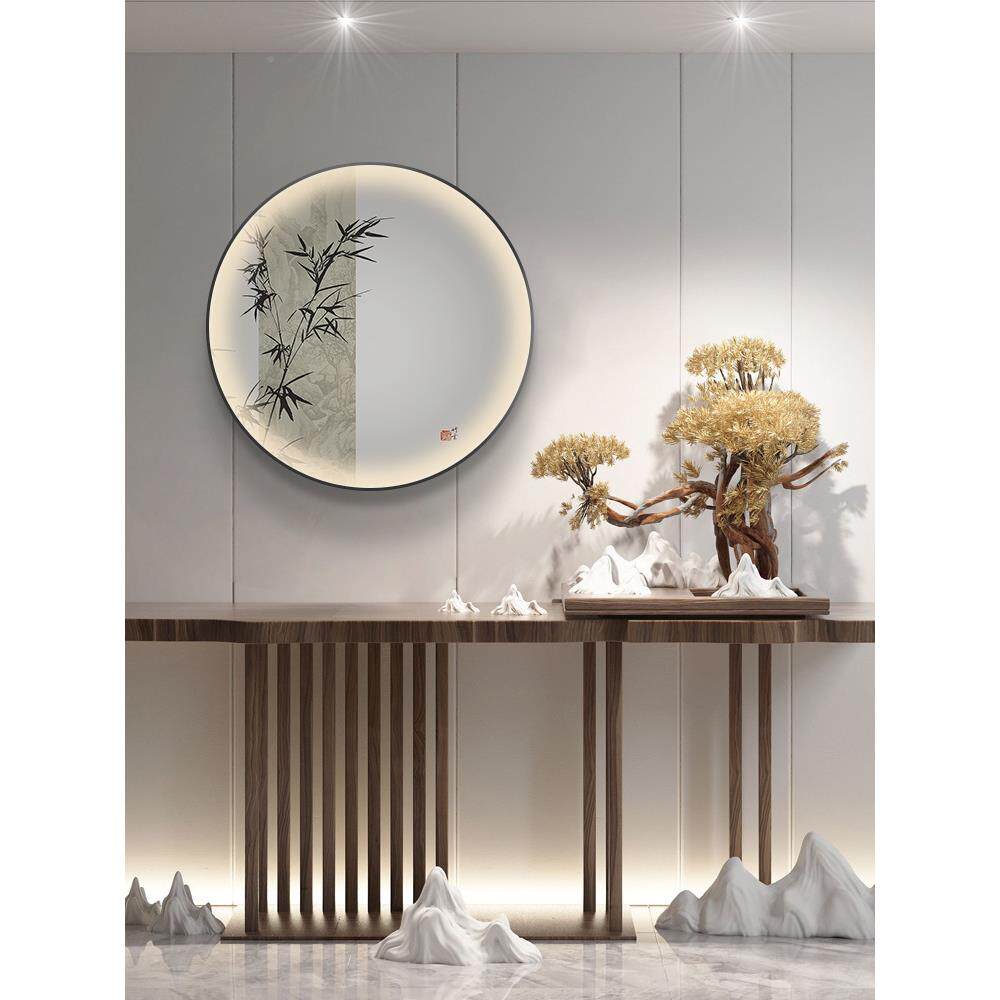 A5LLD灯光画玄关装饰画带中灯式竹子F76T9J6T挂画轻走廊过道E奢进