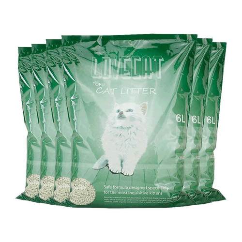 l团ove爱cat爱猫绿茶原JHU味宠豆腐猫砂6L*6包植物结猫沙快速