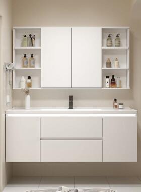 新M款奶风浴米室柜陶瓷一体盆65/75C8油538/95公分105/115厘洗漱