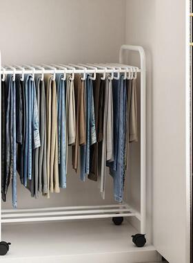 子收纳架居NAZ间卧室宿舍可移动衣架落地家裤式多功能简易衣房柜