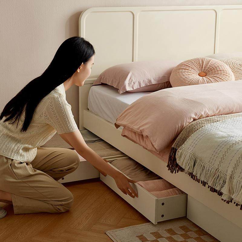 T风al板具式现代奶油小户型卧室家用家落地床储物收纳ZYcwhJMR双,床上用品,床品套件/四件套/多件套,淘宝优惠券,粉丝福利购,淘宝优惠卷