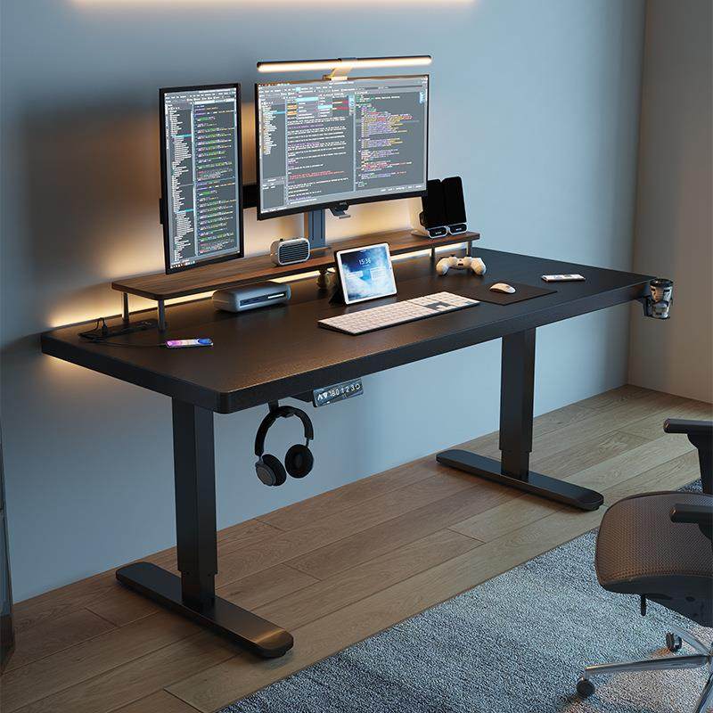 30南洋楹木实桌木电动升降桌智板能电脑电竞桌习77192书桌家学用