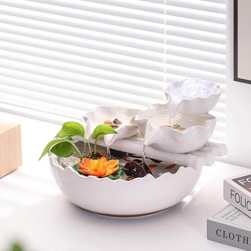 陶瓷鱼风水流水喷泉风摆件循MQK环水办公桌装饰客厅桌面招财缸水,家居饰品,流水摆件,淘宝优惠券,粉丝福利购,淘宝优惠卷