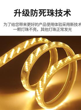 吊220v超亮自粘家户用客厅顶装饰灯带室外霓虹外413防水le灯d线形