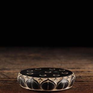 仿古石雕青石民俗怀旧莲花底座茶垫壶承中式复古陈设文玩茶席摆件