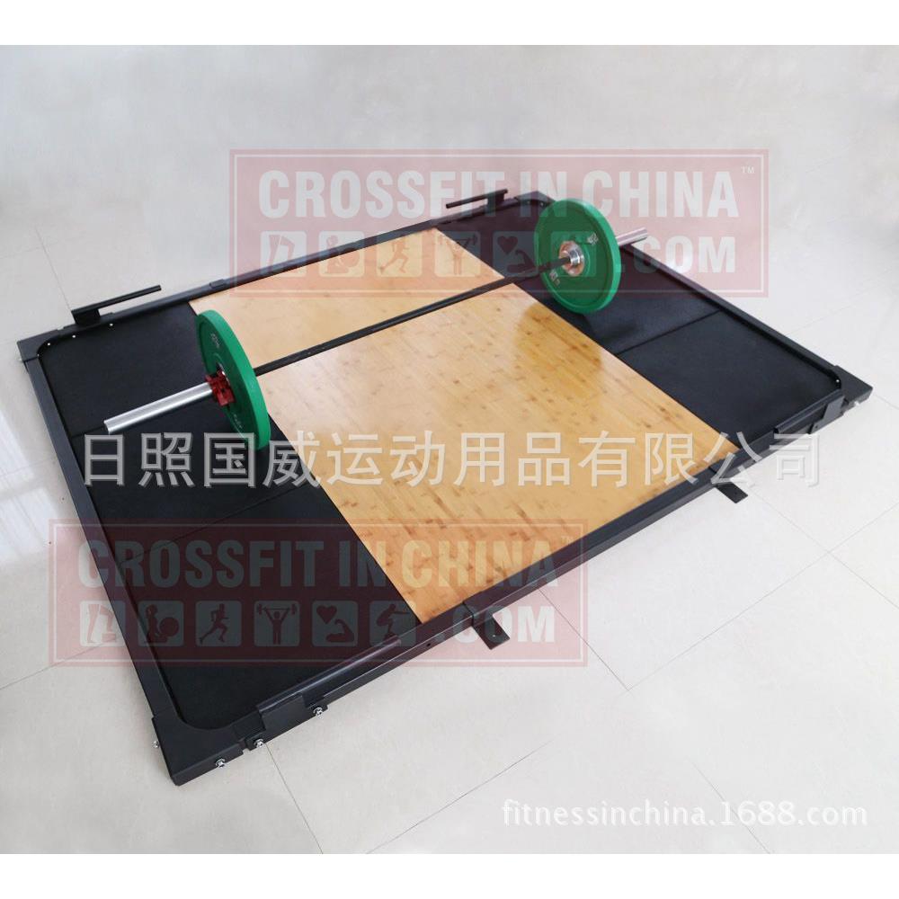 杠铃杆片举重台1.94*2.56米竹板健身房用减震地胶举重台