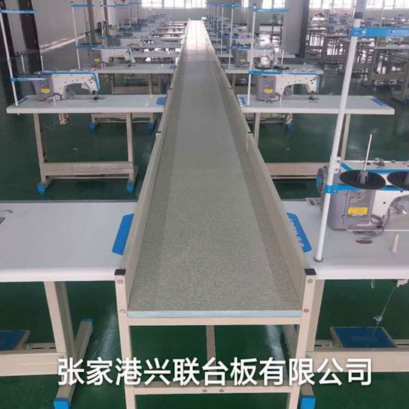 服装厂专用流水台组合式流水槽流水台板平面流水台凹槽带灯架厂家