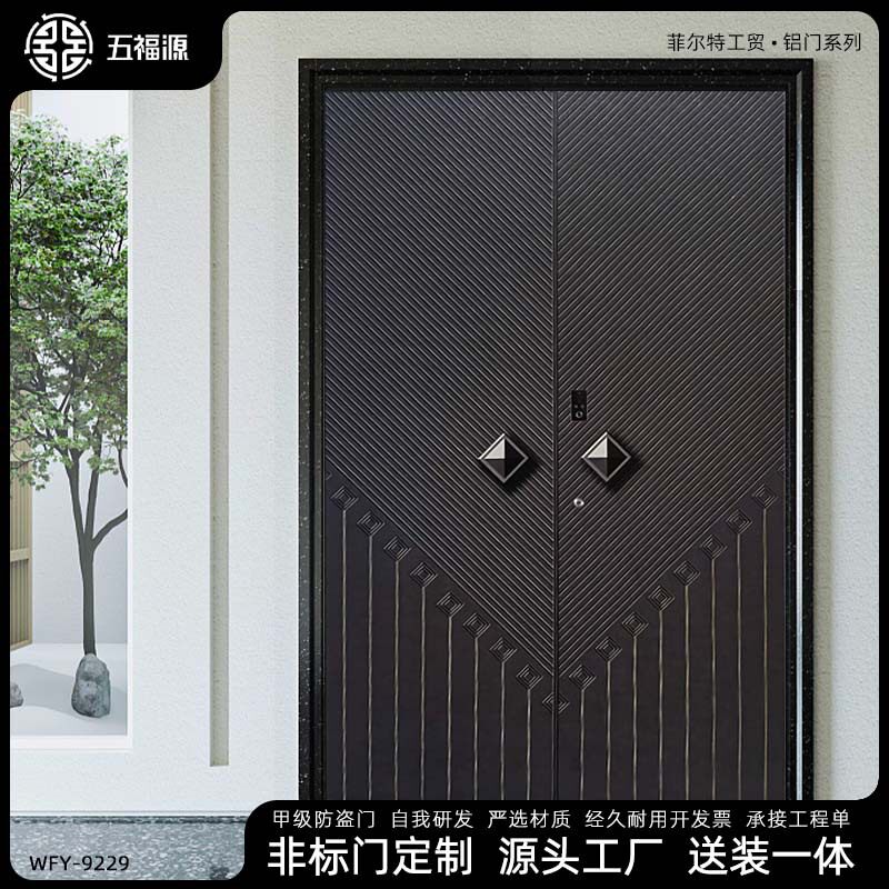 菲尔特现代庭院自建房大门别墅门双开门铝艺大门入户门甲级防盗门