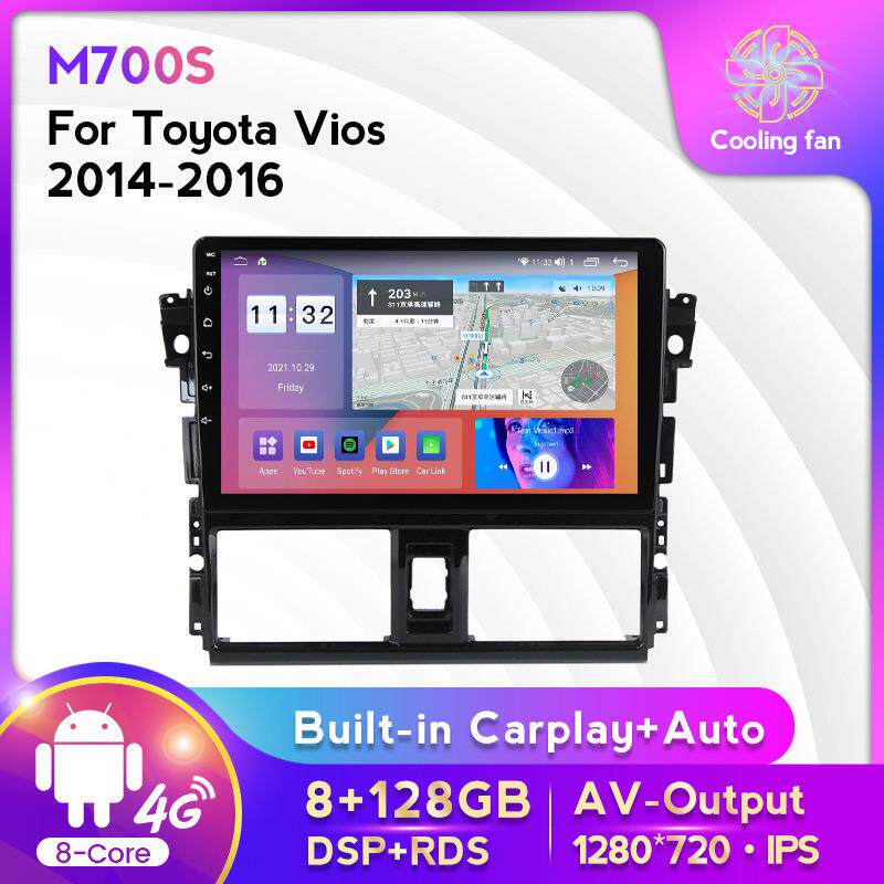 适用于丰田Vios威驰14-16款改装安卓大屏中控车载导航屏幕8+128G