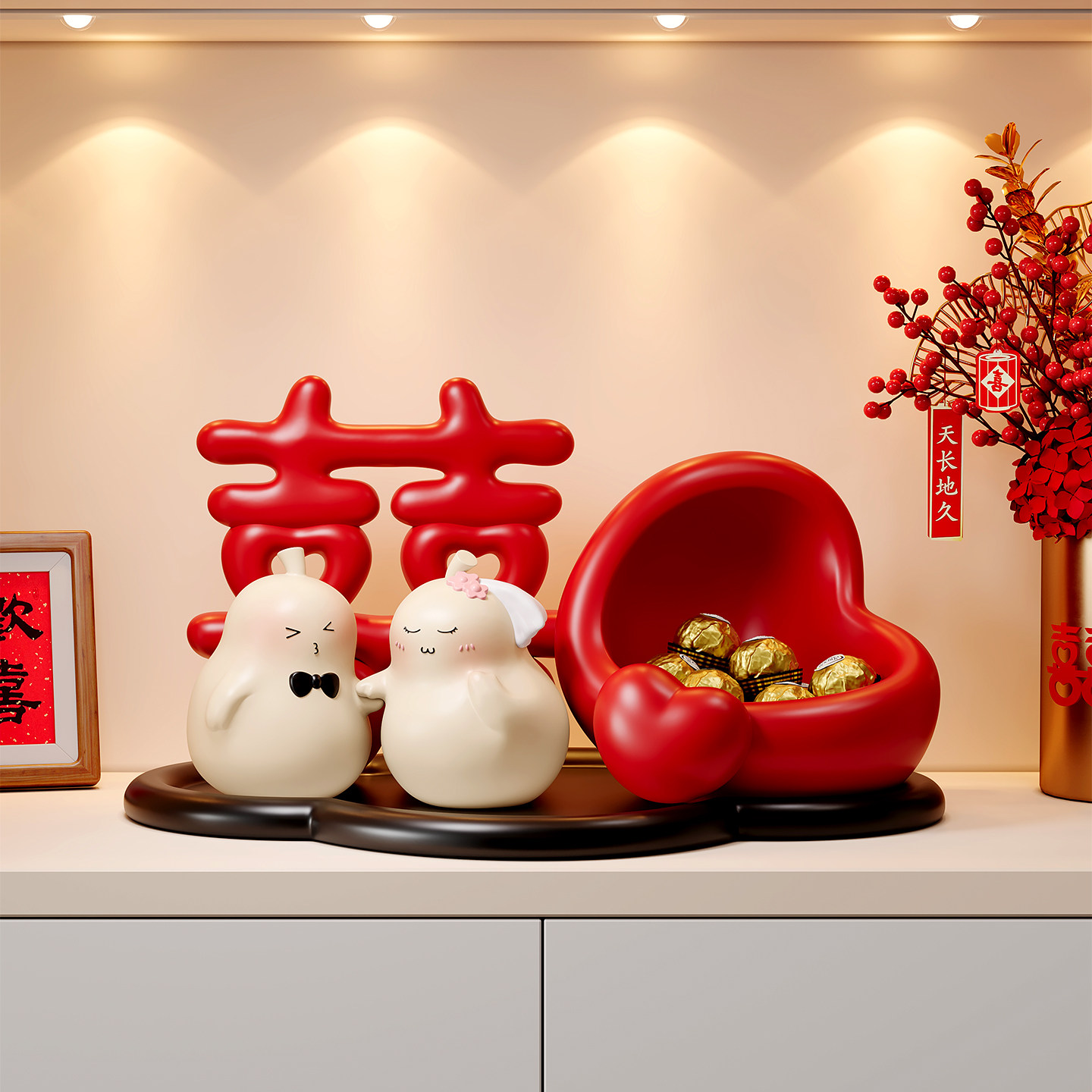 余生牵手不分离结婚摆件礼盒装