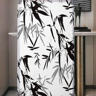 新中式国风竹子水墨画屏风卧室隔断玄关试衣间入户遮挡移动定制尺
