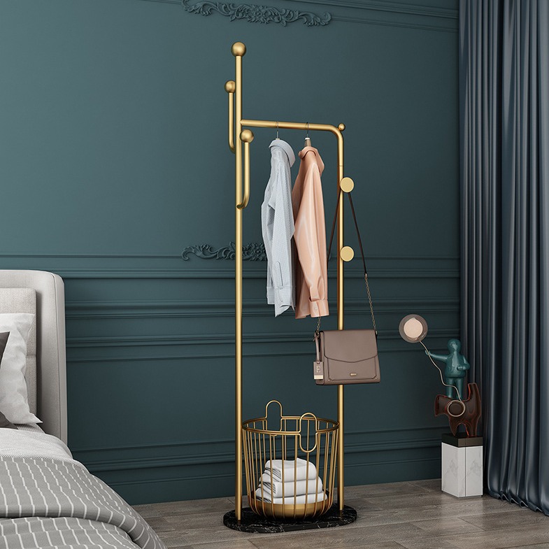 轻奢衣帽架卧室落地衣架客厅简约置物架酒店民宿大理石挂衣架批发