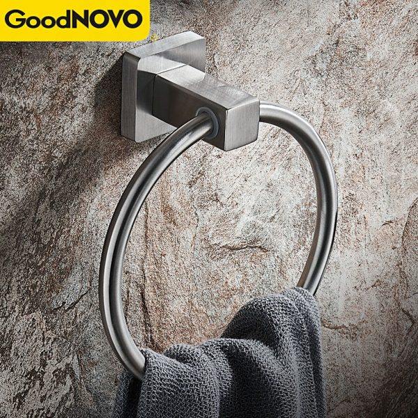 免打孔毛巾环304不锈钢卫生间圆形毛巾挂环洗手间厕所擦手巾环圈