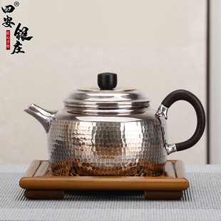 典工堂银茶壶手工锤纹宝塔足银泡茶壶家用银壶银茶具水壶茶壶批发