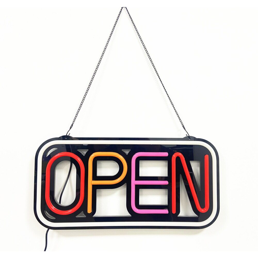 24小时营业牌OPEN霓虹灯发光字造型牌12v供电LOGO显示牌亚克力