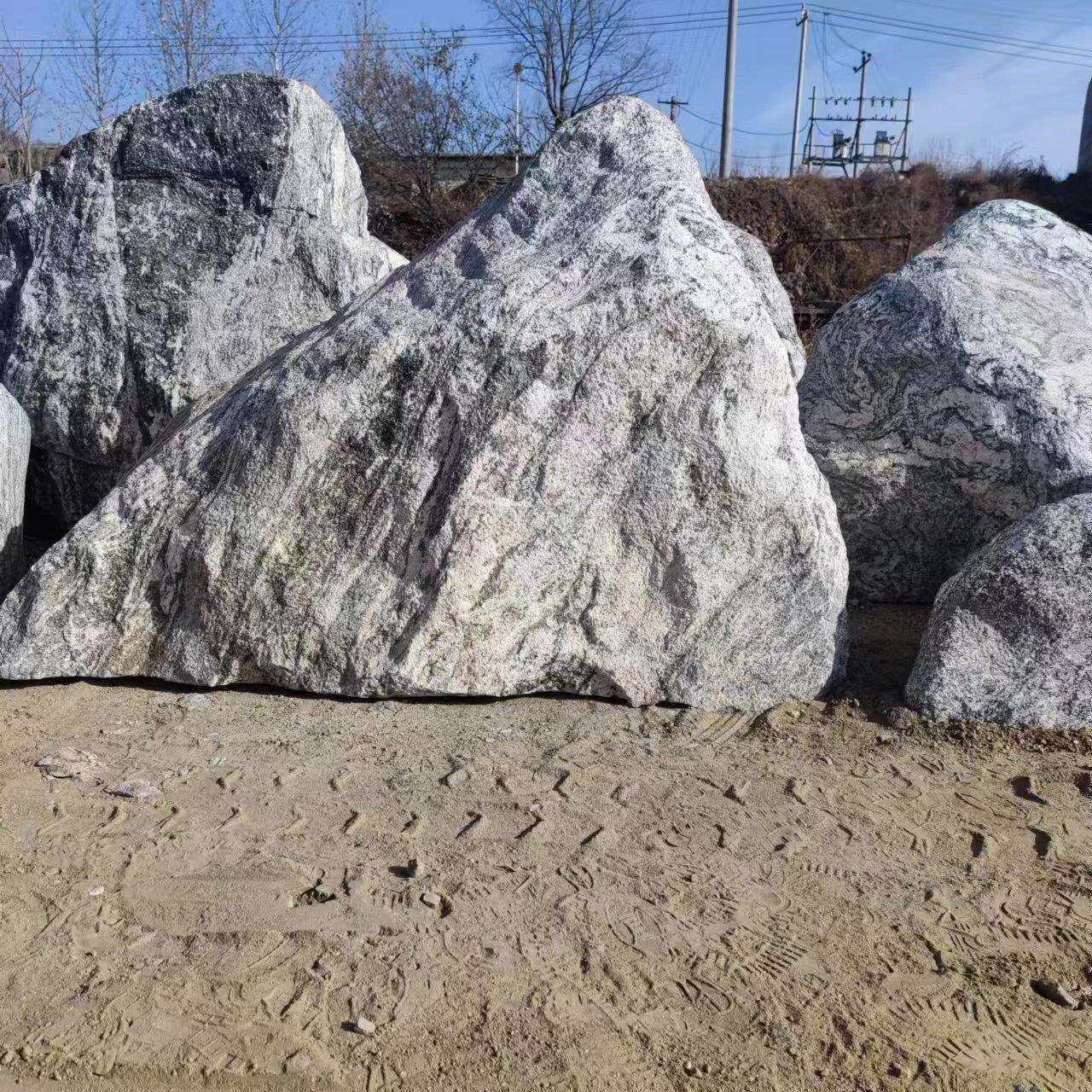 天然泰山原石观赏石中大型园林草坪景观雪浪石摆件台石敢当庭院石