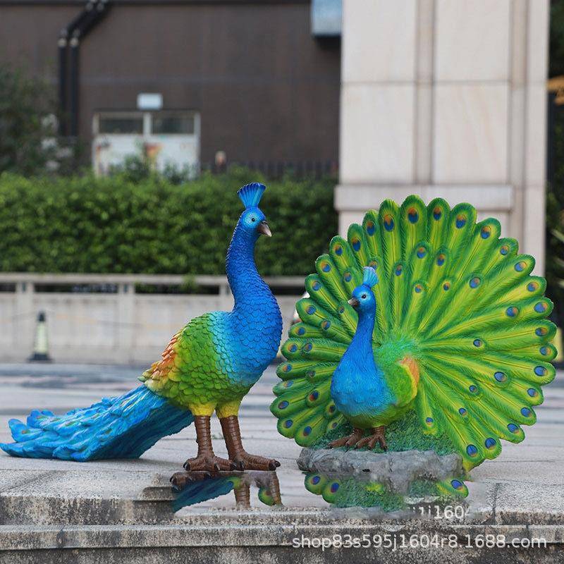 玻璃钢仿真孔雀鸟类动物雕塑园林景观装饰户外庭院摆件
