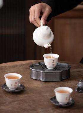 老壶承复古日茶式功夫茶具干泡台锡JOJ盘建水养壶茶承托盘古壶垫