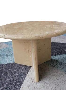 茶极简圆黄洞石沙32622客厅小几大户型样板房会形客接待发边几