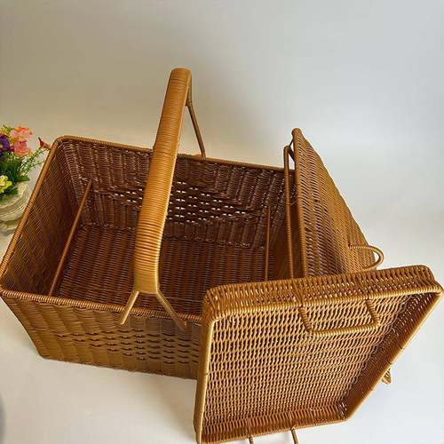 F^F^大号双层拜拜篮隔层野餐收纳筐祠堂贡品水果篮拜神祭祖用手提