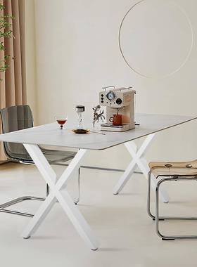 扬昇工艺简约白色x形电脑桌架子桌架铁艺办公桌支架烤漆餐桌脚