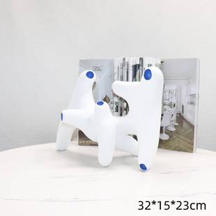 现代简约白色蓝色抽象几何拐角创意个性小众样板间售楼处桌面摆件