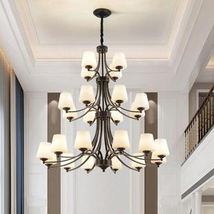 美式楼梯吊灯长吊灯三层loft欧式别墅挑空大吊灯复式楼客厅主灯