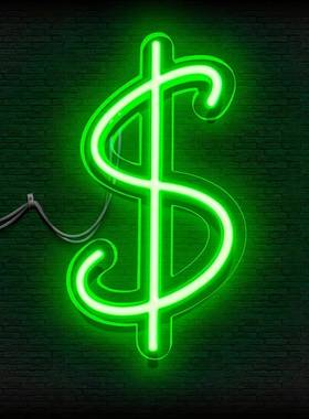 霓虹灯小夜灯美元dollar爆款gamer氛围灯led发光字游戏房装饰