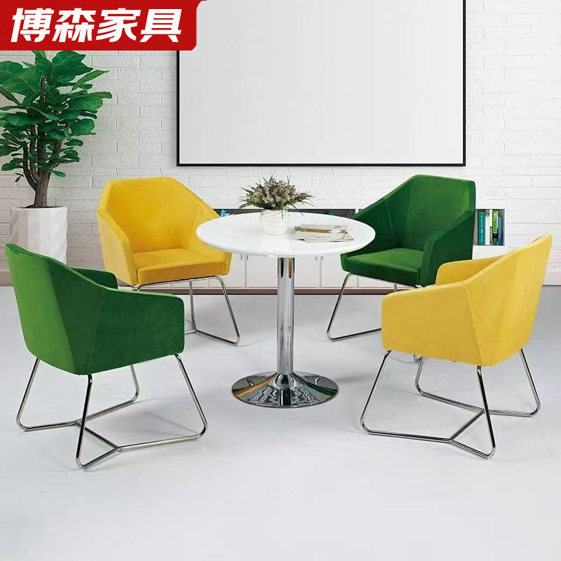 创意北欧布艺休闲椅办公单人接待椅客厅简约商务懒人椅沙发椅