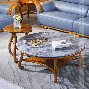 欧洛仕乌金木实木家具茶几茶桌天然大理石边几电视柜客厅组合套装