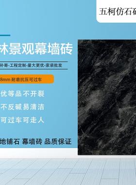 地板砖石面黑色陶瓷幕墙砖P地C光砖市政客厅园BSM009林光面大理防