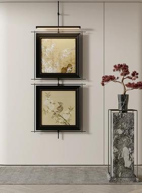 CXP高中古风金属墙面装画级感壁饰壁饰灯玄关客厅沙发背景吊光杆