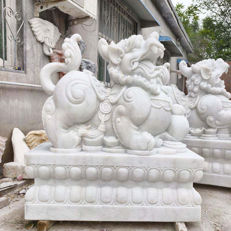 定x002石制雕貔貅白玉瑞兽大理石麒麟门一对别墅公司酒店口广场汉