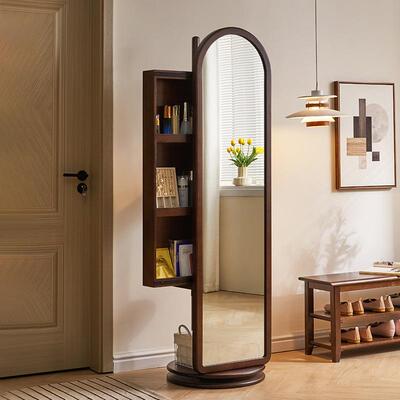 家逸实木穿卧衣镜旋LXA转全身镜衣室试衣镜落地穿衣帽镜架穿衣镜