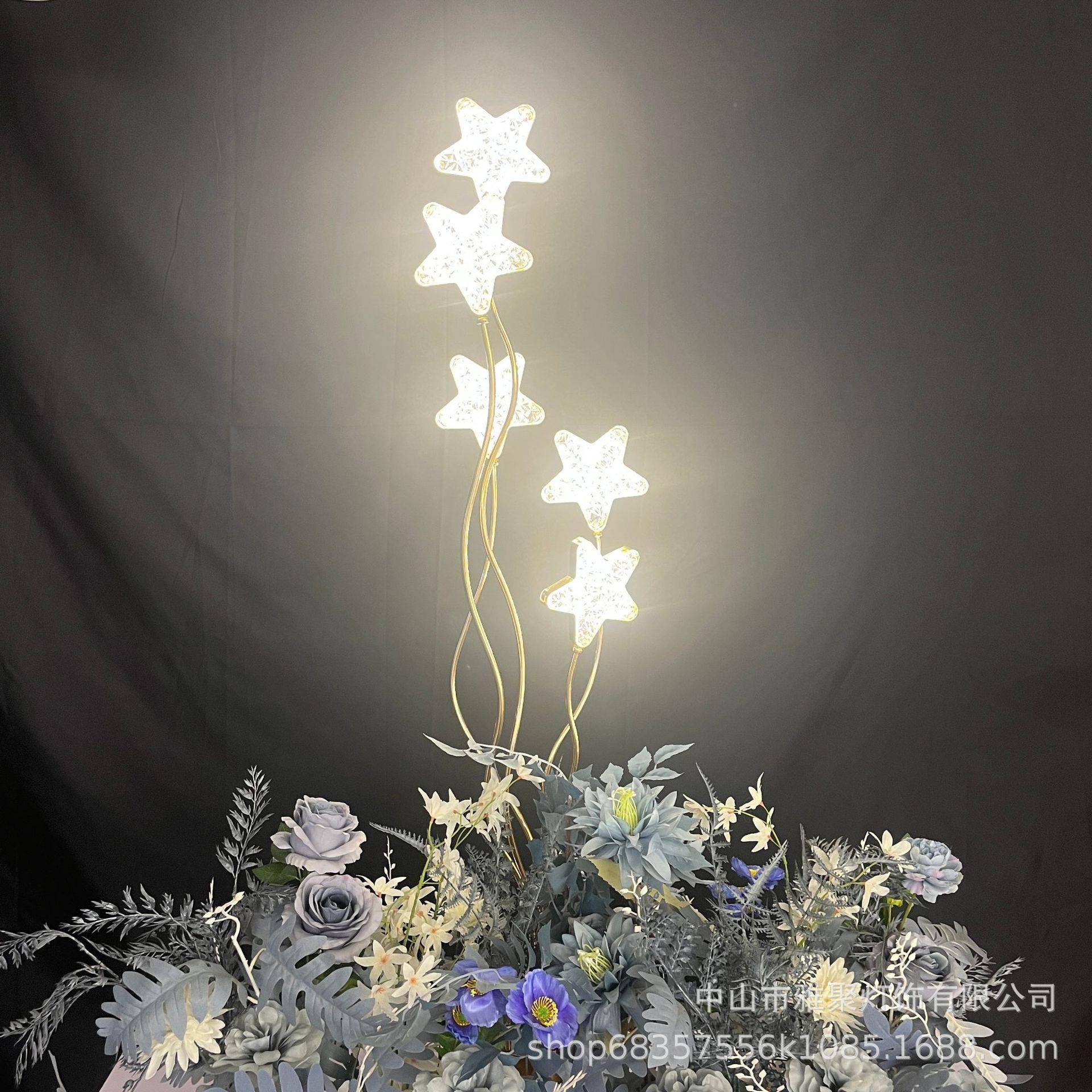 婚新款铁艺庆5头星星引装灯舞台路SPK铁艺类金色饰摆件婚宴酒店道