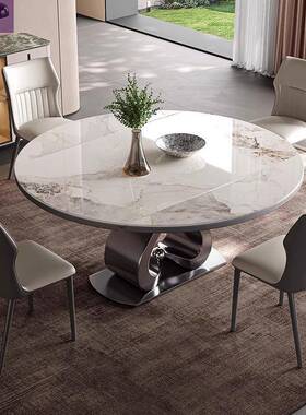 折叠桌圆两用餐高方级伸缩电磁炉环保家用约现代岩板EFM圆形餐简