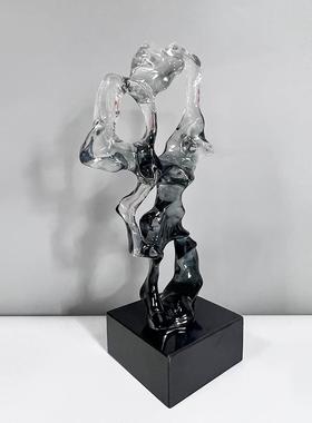 现代抽象厅玄关样盆板30间客太柜湖石透明树脂摆件装饰品电视景