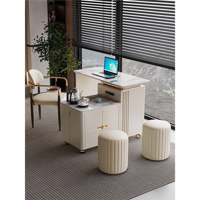 现代简客约体旋转水岩板移动茶车家用厅小茶桌茶台组合自动上HLG