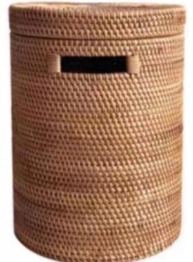 越南藤轴书画大式号收纳筐字画收纳缸LVO中编书房圆纸篓书法卷桶