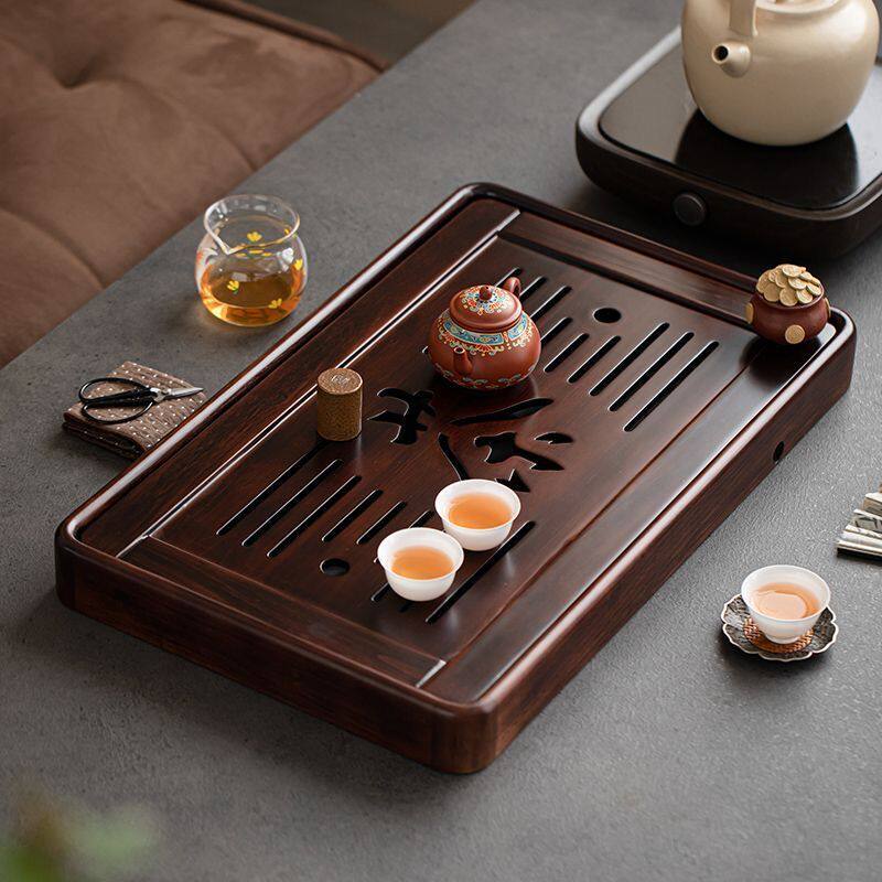 新款实木茶盘茶台茶海家用中式办公室简约蓄排水两用小茶台带托盘