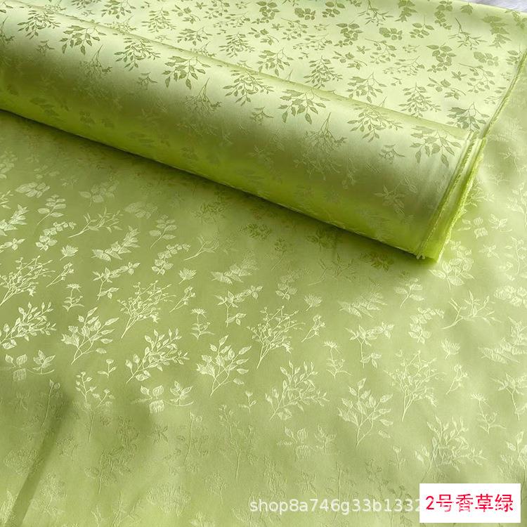 金枝叶夏提花桑波缎丝面料中AMQ国风真旗新中式服装汉服季袍裙布