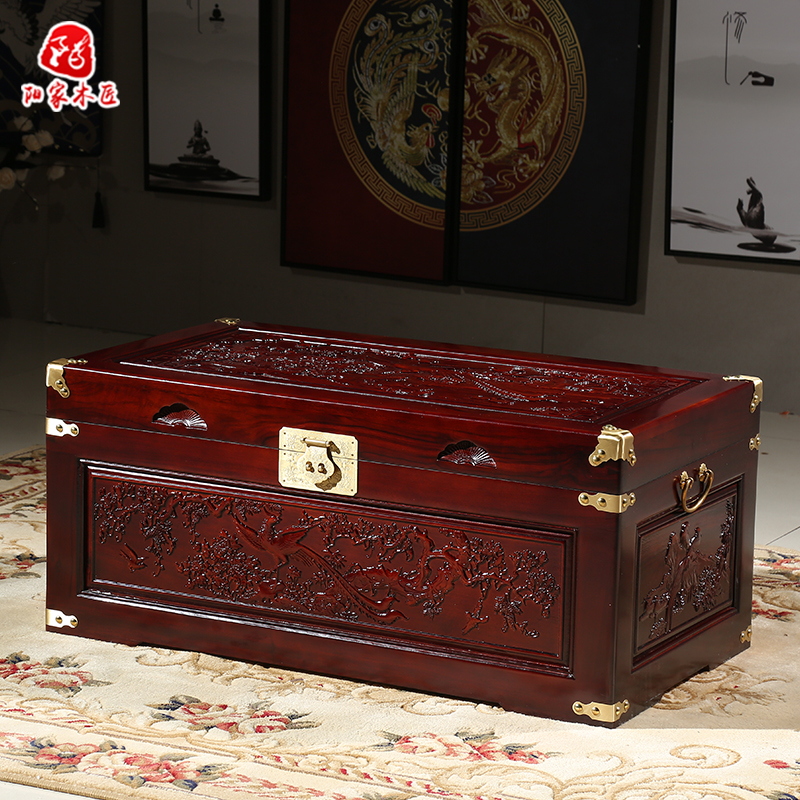 香樟木箱子结婚嫁箱陪嫁箱复古实木储物收纳箱字书画Y收藏柜字画