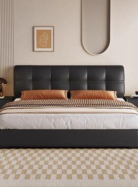 网现代简约红色黑奶油双人AYR床小户型主卧大床芙储物婚床泡床无