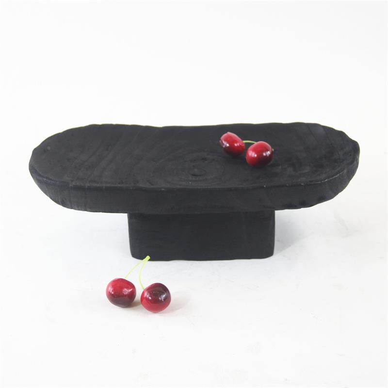 厂家销售手工化拍黑色木质VKQ工艺托盘家碳居别墅酒店装摄道具饰