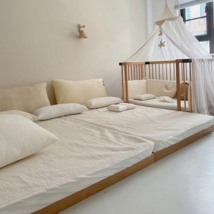 日YEA式 组榻榻米儿童台床落地床架地板排骨床地架矮床合实木无床