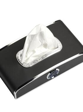 车载85587纸巾盒纸盒创意多功式能时钟座挂纸抽巾抽表台停车卡车